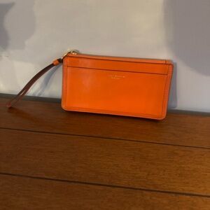 Tory Burch Perry Zip Wristlet — “Orange Juice” Leather